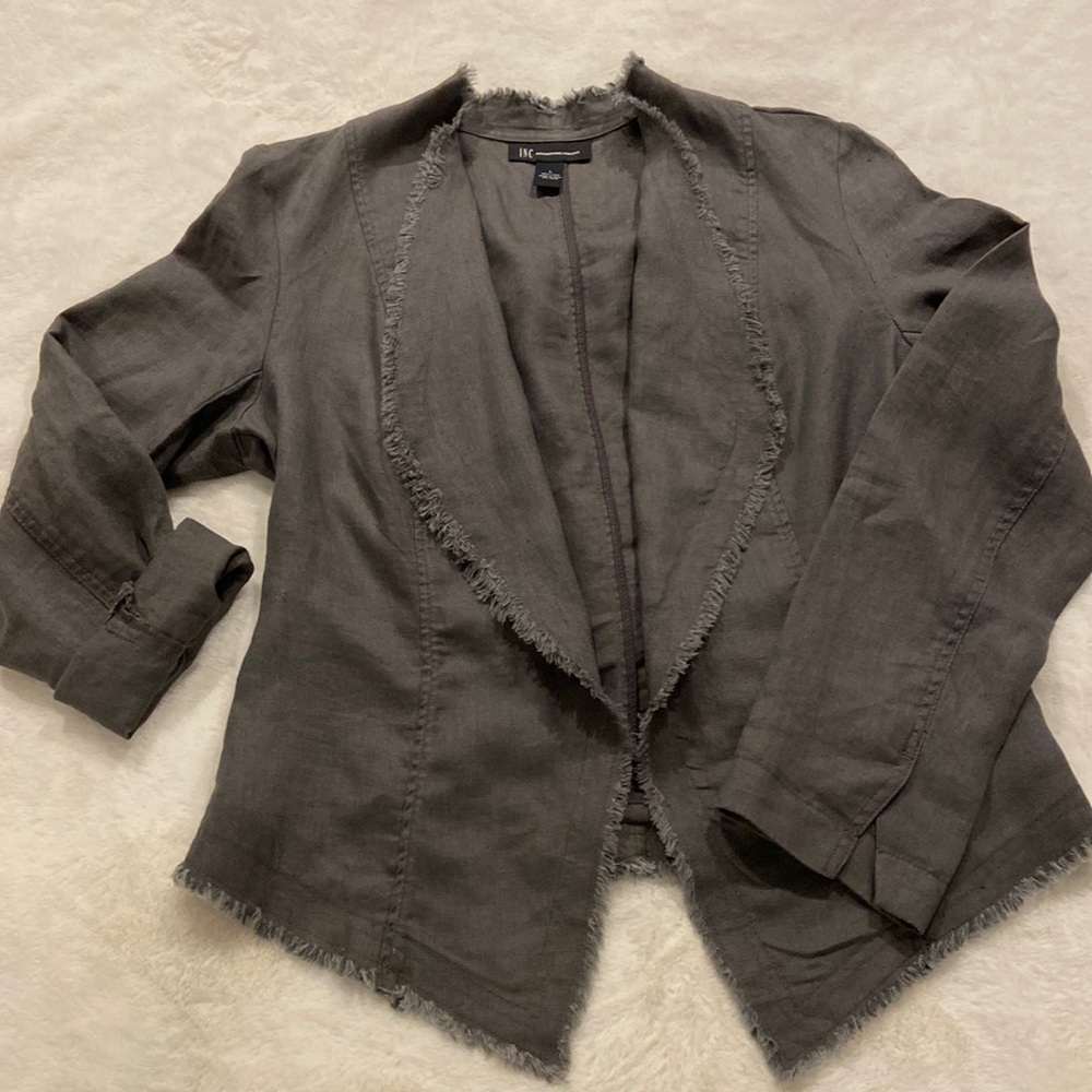 INC Jacket, gray, fringe seam, Sz L